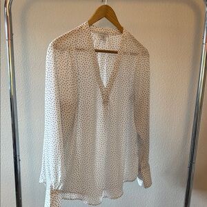 Elegant White Polka Dot Women's Blouse